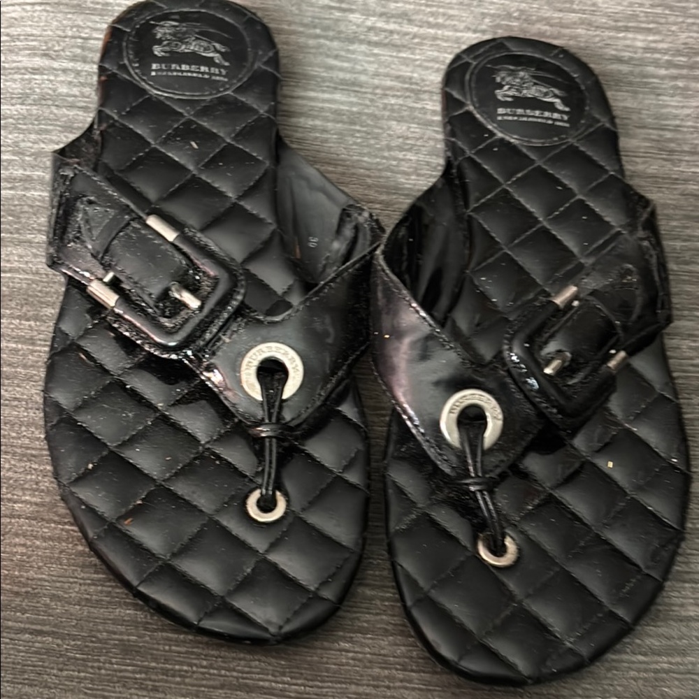 Burberry Black Quilted Slide Sandals